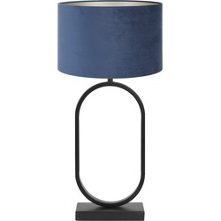 Tafellamp Jamiri/Velours - Zwart/Petrol - Ø30x67cm