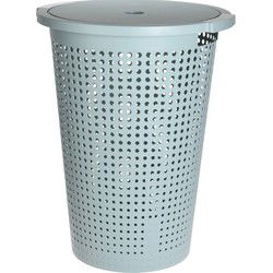 Wasmand met deksel - mintgroen - 35 liter - 40 x 52 cm - kunststof - Wasmanden