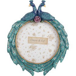 Clayre & Eef Fotolijst Ø 13 cm Blauw Kunststof