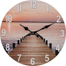 Clayre & Eef Wandklok Bruin Roze MDF