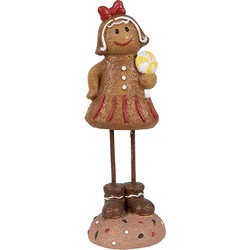 Clayre & Eef Kerstdecoratie Beeld Gingerbread man 18 cm Bruin Kunststof
