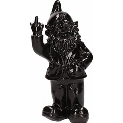 Stoobz design Tuinkabouter - zwart - fuck you middelvinger - 30 cm - Tuinbeelden