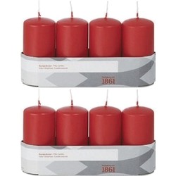 8x Kaarsen rood 5 x 10 cm 18 branduren sfeerkaarsen - Stompkaarsen