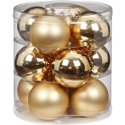 24x stuks glazen kerstballen goud 8 cm glans en mat - Kerstbal