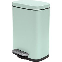 Spirella Pedaalemmer Venice - mintgroen - 5 liter - metaal - L21 x H30 cm - soft-close - toilet/badkamer - Pedaalemmers