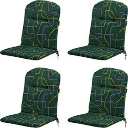 Madison -  Kuipstoelkussen Hoge Rug Joah green - Ca. 96x45 cm - Set van 4