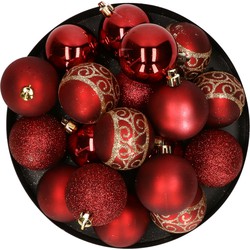 Kunststof kerstballen 20x stuks rood mix 6 cm - Kerstbal