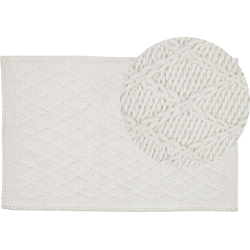 ERZIN - Laagpolig vloerkleed - Gebroken wit - 60 x 90 cm - Wol