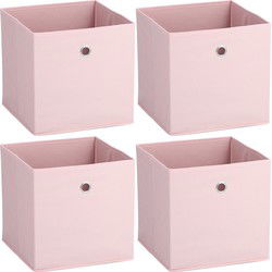 Zeller opbergmand/kastmand - 4x - 22 liter - lichtroze - 28 x 28 x 28 cm - Opbergmanden
