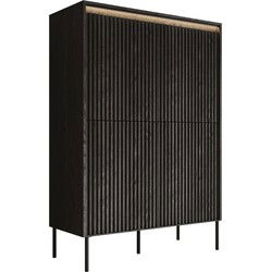 Meubella - Dressoir Timoteo - Mat zwart - 98 cm - Hoog