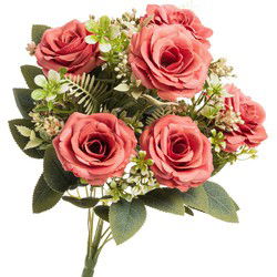 Chaks Huwelijksboeket Rozen - kunstbloemen - roze - H43 cm - Kunstbloemen