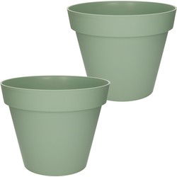 EDA Toscane Bloempot - 2x - kunststof - groen - D40 x H32 cm - Plantenpotten