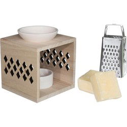 Ideas4seasons Amberblokjes/geurblokjes cadeauset - amber geur - inclusief geurbrander en mini rasp - Geurbranders