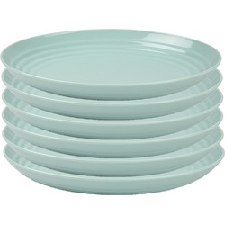 PlasticForte Rond bord/camping - 6x - D22 cm - mintgroen - kunststof - Dinerborden