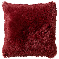 Dutch Decor FLUFFY - Kussenhoes 45x45 cm - superzacht - effen kleur - Merlot - rood - Dutch Decor