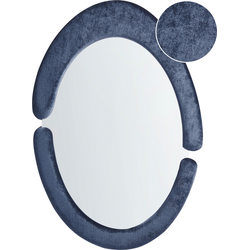 Beliani MASSAY - Wandspiegel-Blauw-Fluweel