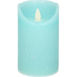 1x Aqua blauwe LED kaarsen / stompkaarsen met bewegende vlam 12,5 cm - LED kaarsen