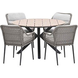 Garden Impressions Pemba tuinset 5-delig - Tulli tuintafel Ø122x75 cm - light teak vironwood