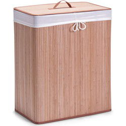 Zeller Luxe dubbele wasmand van bamboe hout - 52 x 32 x 63 cm - Wasmanden