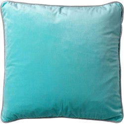 Dutch Decor FINN - Sierkussen 45x45 cm - velvet - effen kleur - met glitterbies - Antiqua Sand - lichtblauw - Dutch Decor
