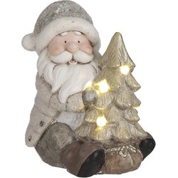 House of Seasons Kerstman Deco Kerstversiering - 25x22x30 cm - Grijs