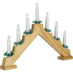HI kaarsenbrug - hout - 42,5 x 4,5 x 32 cm -met LED kaarsen - kerstverlichting figuur