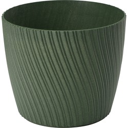 Form Plastic Plantenpot/bloempot Waves - kunststof - donkergroen - D27 x H23 cm - Plantenpotten