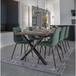 Eetkamerstoel Velvet Donkergroen - Zithoogte 50cm - Set van 2