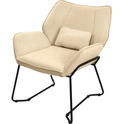 Woonkamer fauteuil Loungestoel Zand met rugkussen tot 120 kilogram Polyester hoes in linnenlook ML design