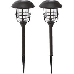 Pro Garden Prikspotje - 2x - zwart - solar tuinverlichting - 59 cm - Prikspotjes