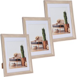 3x stuks kunststof fotolijst hout look geschikt voor een foto van 15 x 20 cm - Fotolijsten