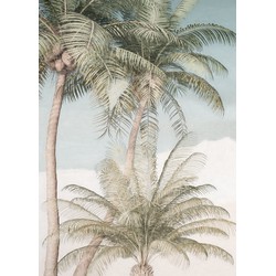 Sanders & Sanders fotobehang palmbomen groen en blauw - 200 x 280 cm - 612396