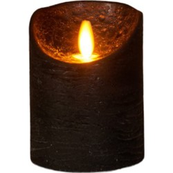 Kerze Wachs rustikal bewegliche Flamme 7,5x10 cm schwarz b.o. - Anna's Collection
