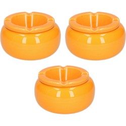 3x stuks Ronde asbakken oranje 11 cm - Asbakken