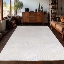 Arte Designer Vloerkleed Laagpolig Luxe Tapijt - Woonkamer Slaapkamer -  Creme- 280x370 CM