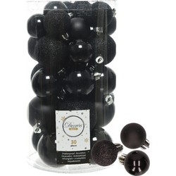 Decoris kerstballen 44x stuks zwart 3-4-5-6 cm kunststof - Kerstbal