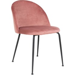 Geneve Dining Chair - Chair in rose velvet with black legs - set of 2