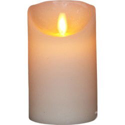 4 stuks - Batterijverlichting kaars wax rustiek bewegende vlam 7,5x12,5cm ivoor 3xaaa/timer