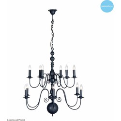 Hanglamp kroonluchter wit, zwart, grijs E14x12 85cm