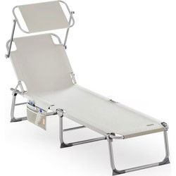 Ligbed Ibiza Creme 190x59x29cm Alu Zonnescherm