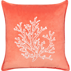LOMENTARIA - Sierkussen - Koraalrood - 45 x 45 cm - Fluweel