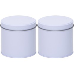 Wit rond opbergblik/bewaarblik - 2x - 10 cm - voorraadblikken - Voorraadblikken