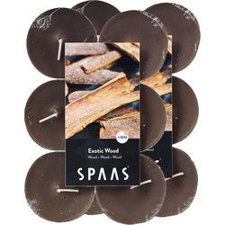 Spaas maxi waxinelichtjes - 24x - Exotic Wood - 10 branduren - geurkaarsen