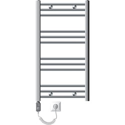 ECD Germany Badkamerradiator elektrisch met verwarmingselement 600W - 500 x 800 mm - chroom - gebogen met zijaansluiting