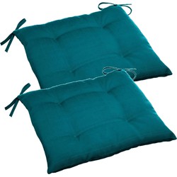 Set van 4x stuks stoelkussens voor binnen en buiten in de kleur Emerald groen 40 x 40 x 4 cm - tuinstoelkussens