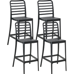 SECEDA - Verstelbare barstoelen set van 4 - Zwart - Polypropyleen