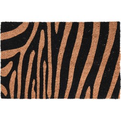 Dieren tijger/zebra opdruk deurmat/buitenmat kokos 39 x 59 cm - Deurmatten