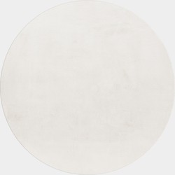 Pouffy Fluffy  - Hoogpolig  Rond Vloerkleed - Uni Kleur -Creme - Woonkamer Tapijt - Katoenen Rug- 200 CM ROND