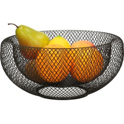 Fruitschaal/fruitmand rond zwart metaal 27 cm - Fruitschalen