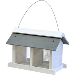 Boon Vogelhuisje-voederhuisje - hout-leisteen - wit - met twee vakken - 31 cm - Vogelvoederhuisjes